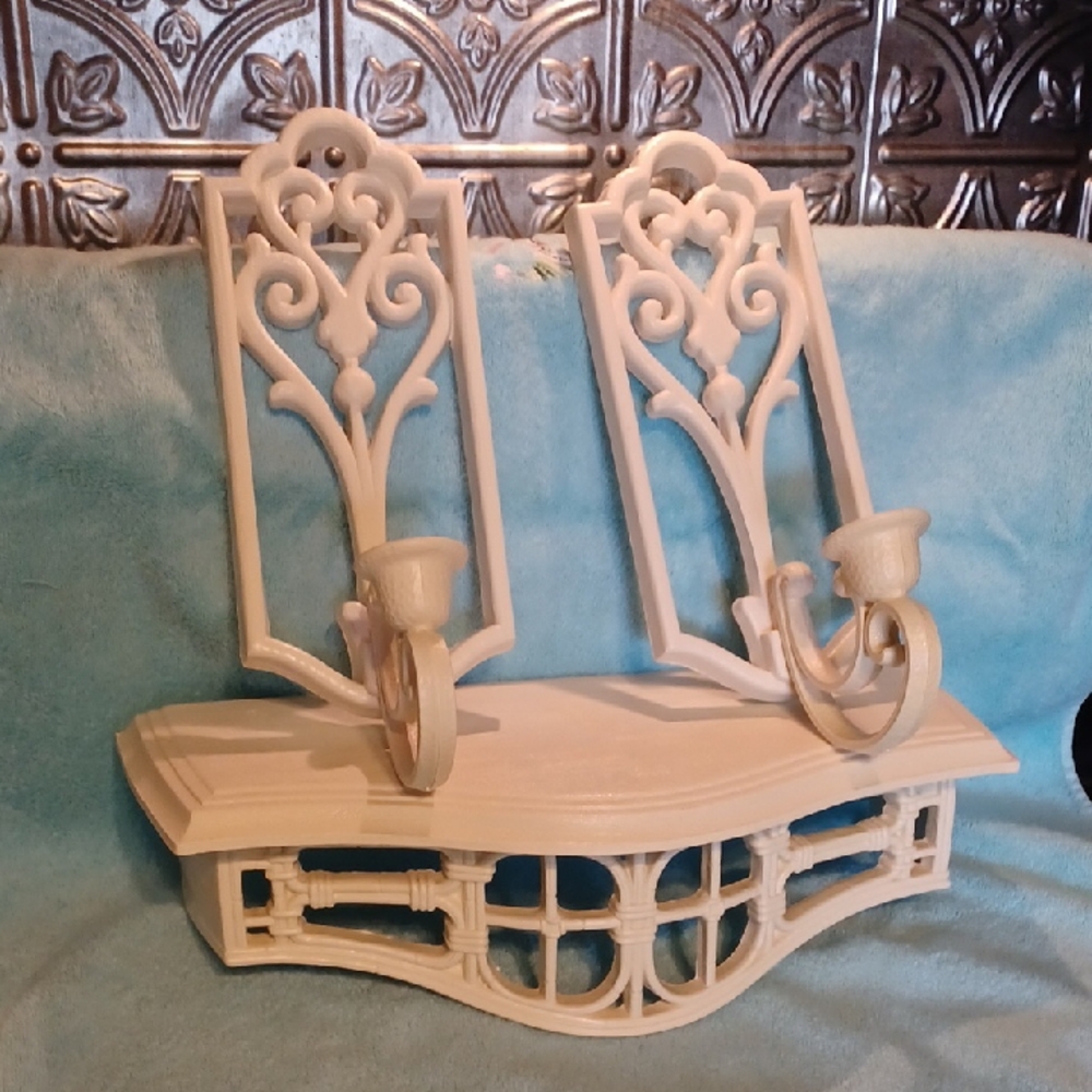 Elegant Cream Wall Sconce Set With Shelf